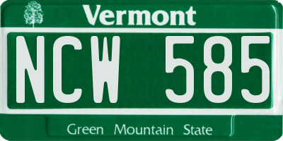 VT license plate NCW585