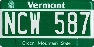 VT license plate NCW587