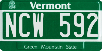 VT license plate NCW592