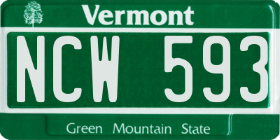 VT license plate NCW593