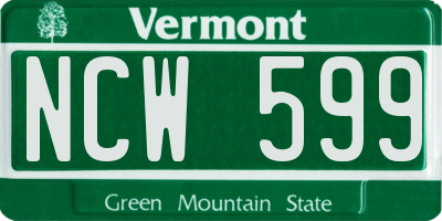 VT license plate NCW599