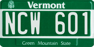 VT license plate NCW601