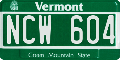 VT license plate NCW604