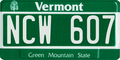 VT license plate NCW607