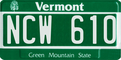 VT license plate NCW610