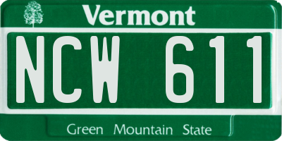 VT license plate NCW611