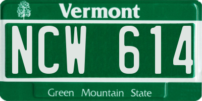 VT license plate NCW614