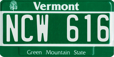 VT license plate NCW616