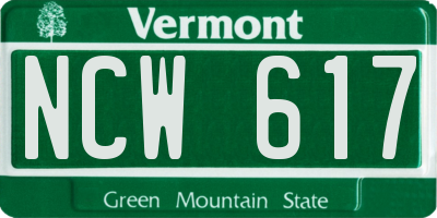 VT license plate NCW617
