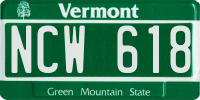 VT license plate NCW618