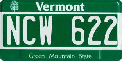 VT license plate NCW622