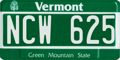 VT license plate NCW625