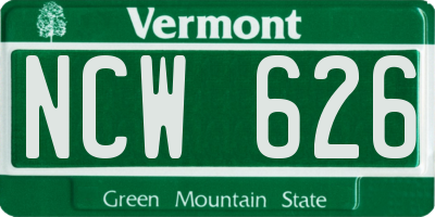 VT license plate NCW626