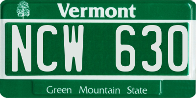 VT license plate NCW630