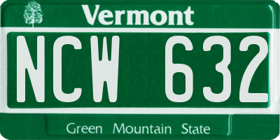 VT license plate NCW632