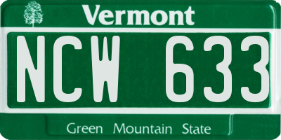 VT license plate NCW633