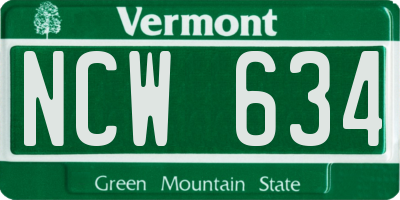 VT license plate NCW634