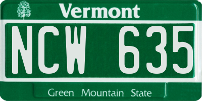 VT license plate NCW635