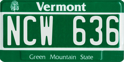 VT license plate NCW636