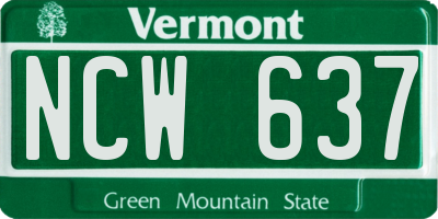 VT license plate NCW637