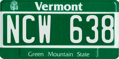 VT license plate NCW638