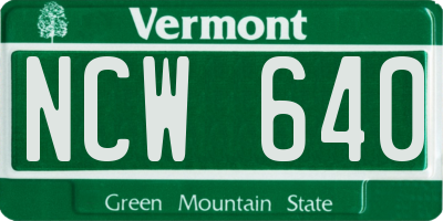 VT license plate NCW640