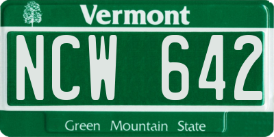 VT license plate NCW642