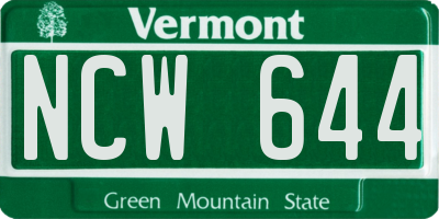 VT license plate NCW644