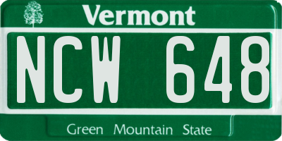 VT license plate NCW648