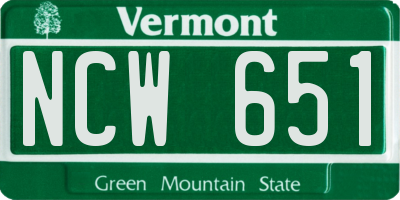 VT license plate NCW651