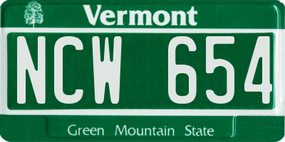 VT license plate NCW654