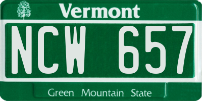 VT license plate NCW657