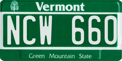 VT license plate NCW660