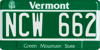 VT license plate NCW662