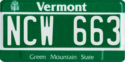 VT license plate NCW663