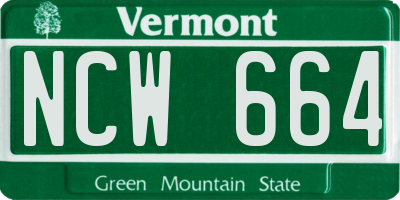 VT license plate NCW664
