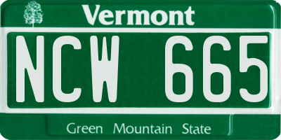 VT license plate NCW665
