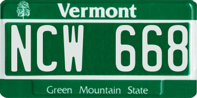VT license plate NCW668
