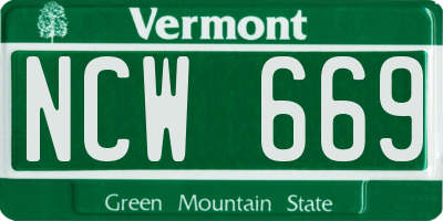 VT license plate NCW669