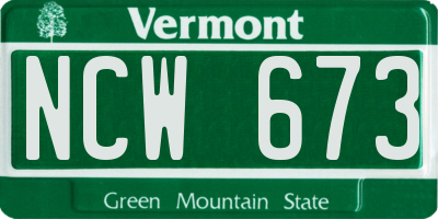 VT license plate NCW673
