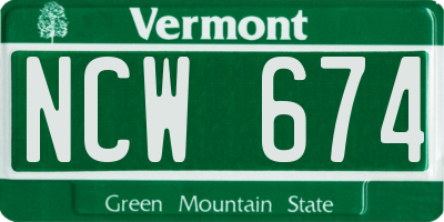 VT license plate NCW674