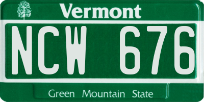VT license plate NCW676