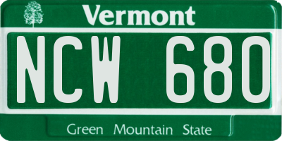 VT license plate NCW680