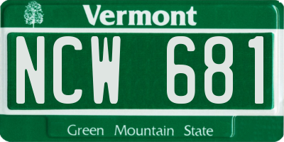 VT license plate NCW681
