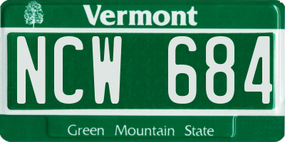 VT license plate NCW684