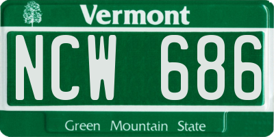 VT license plate NCW686