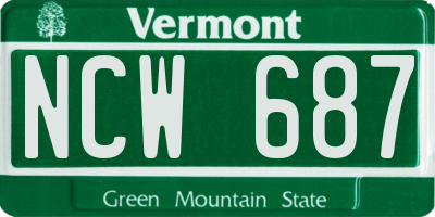 VT license plate NCW687