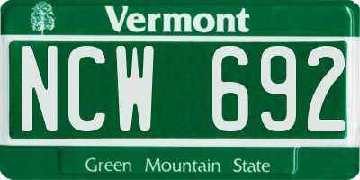VT license plate NCW692
