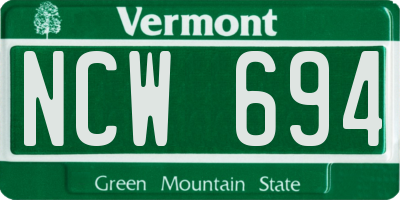 VT license plate NCW694