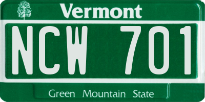 VT license plate NCW701